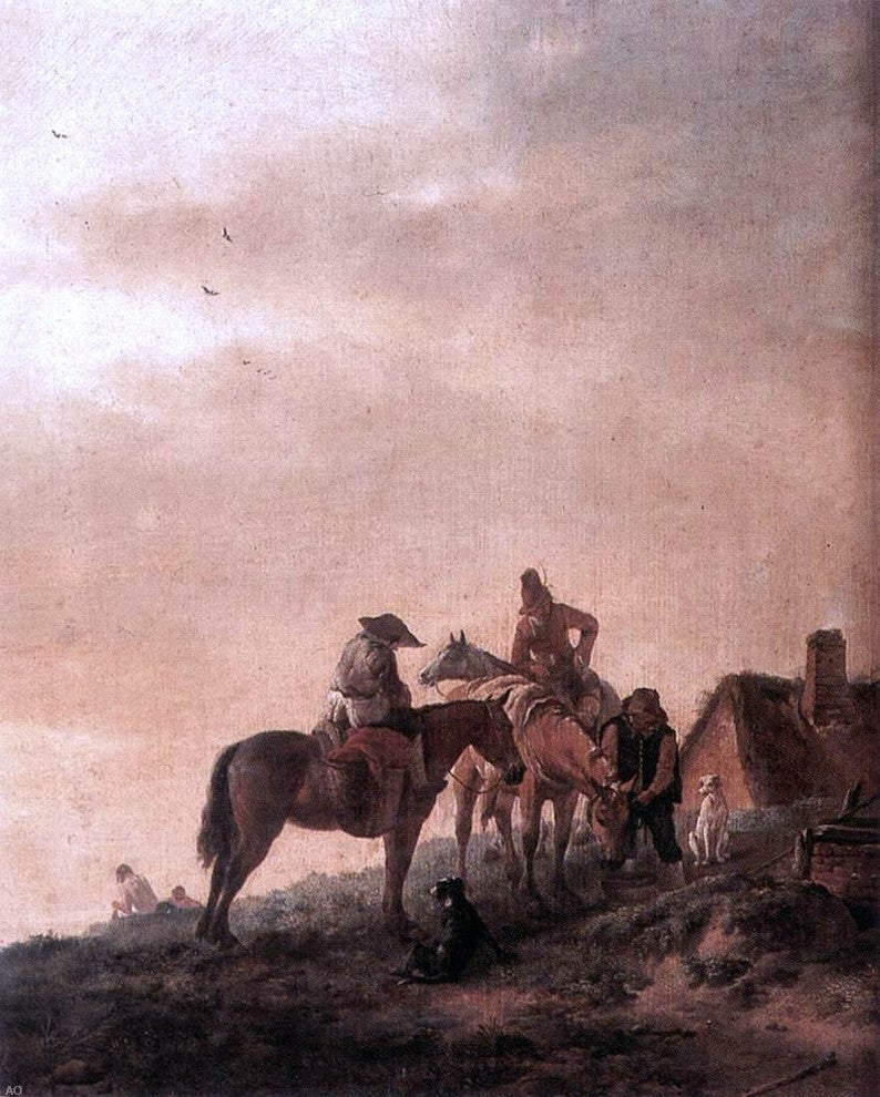 Philips Wouwerman Rider's Rest Place, 20"x25" Wall Decal