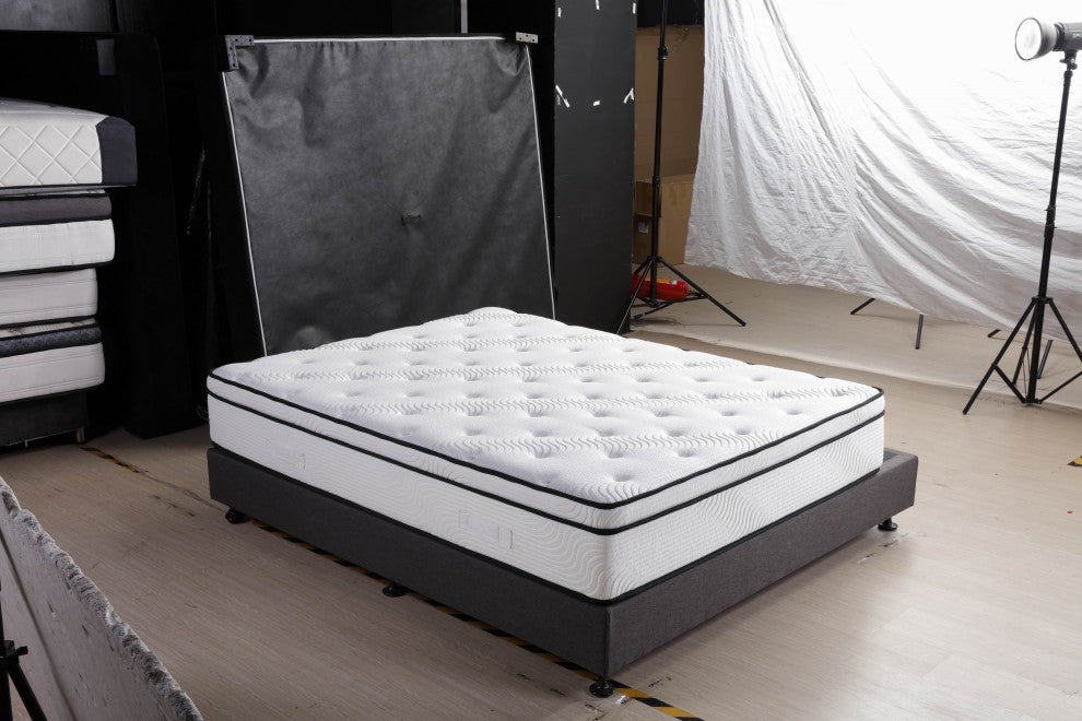 12"? Medium Euro Top Gel Memory Foam Hybrid Pocket Spring Mattress, King