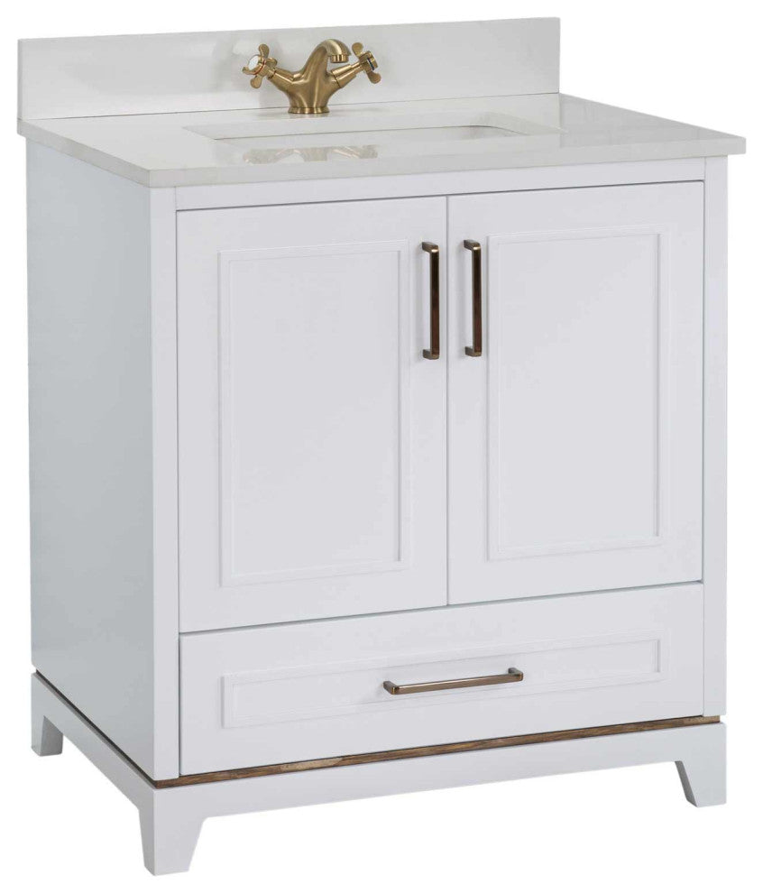 Albia Collection 30" Bathroom Vanity With Sink, Mirror, Countertop, White
