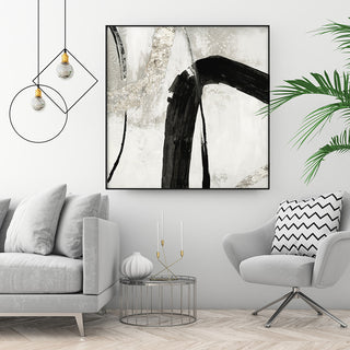 "Black Ink II" Art block Framed Canvas, 20"x20"