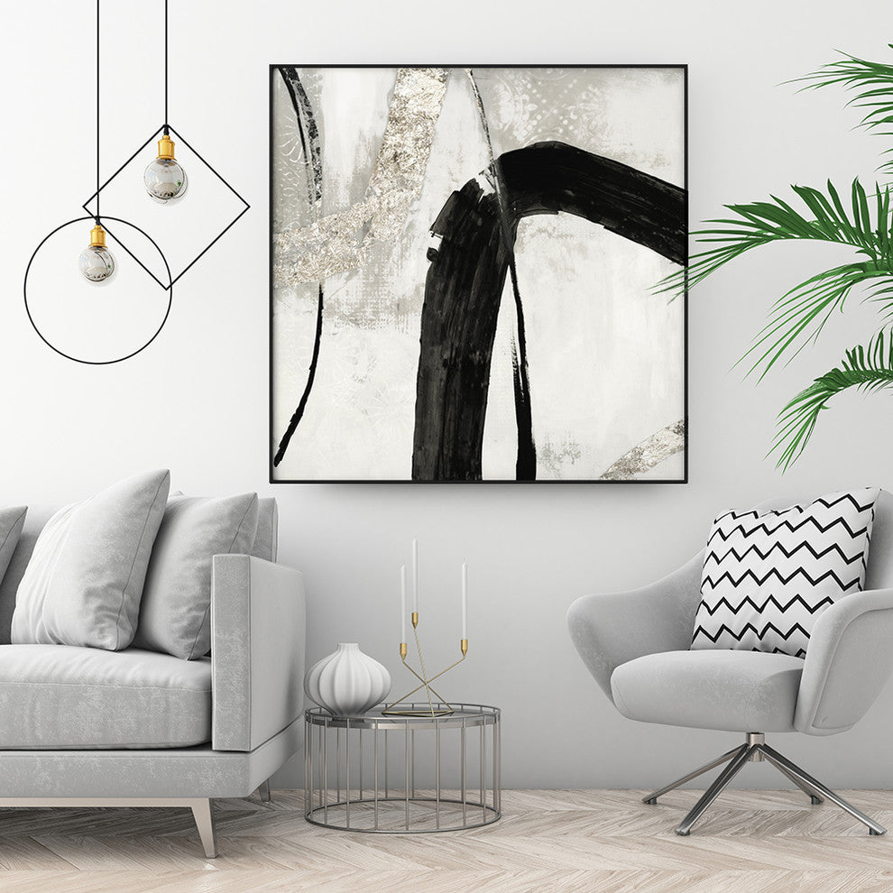 "Black Ink II" Art block Framed Canvas, 20"x20"