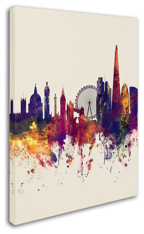 Michael Tompsett ''London Skyline Tall Beige'' Canvas Art, 35x47