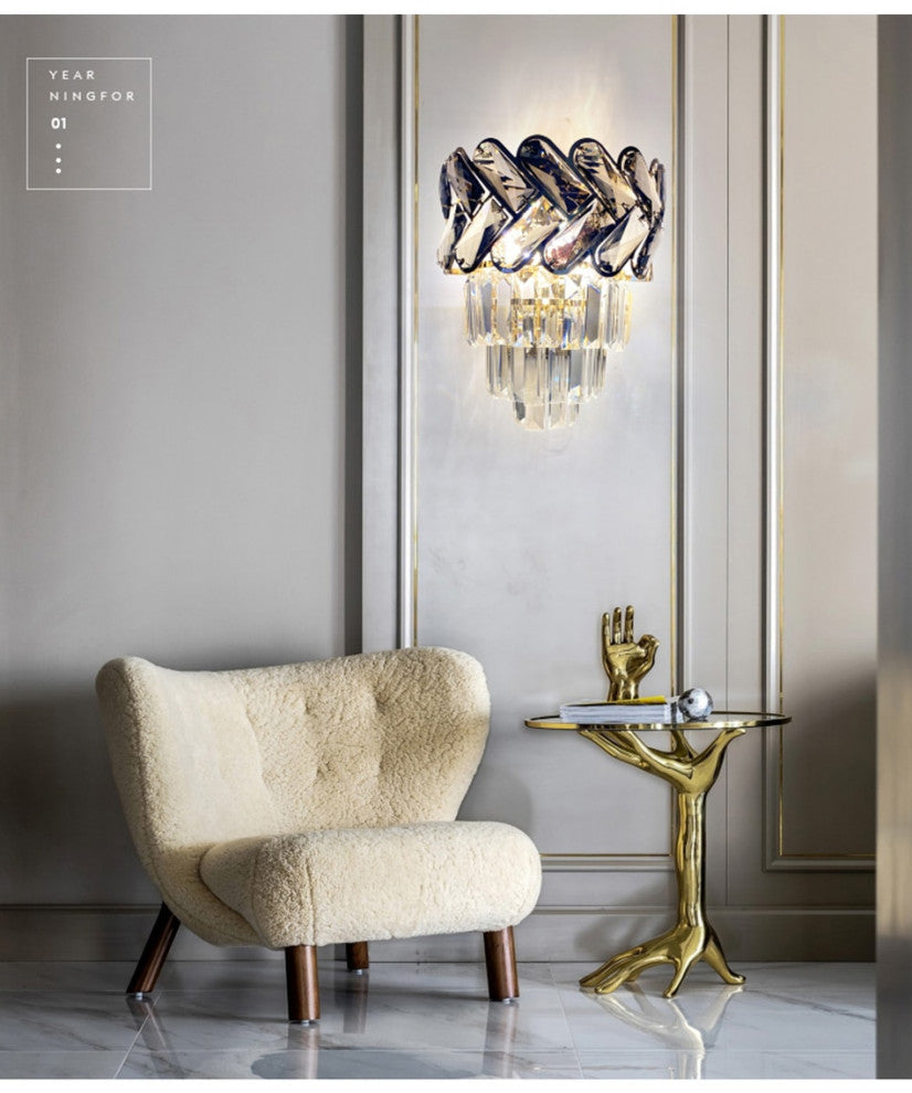 Luxury crystal wall light fixture for bedroom