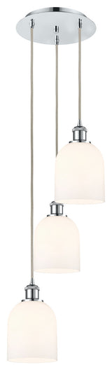 Ballston-Bella 3-Light 12" Cord Pendant, Polished Chrome, Gloss White