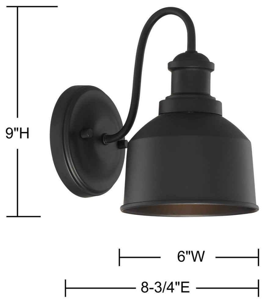 1-Light Outdoor Wall Lantern, Matte Black