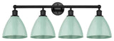 Plymouth Dome 35" Bath Vanity Light, Matte Black, Seafoam Shade