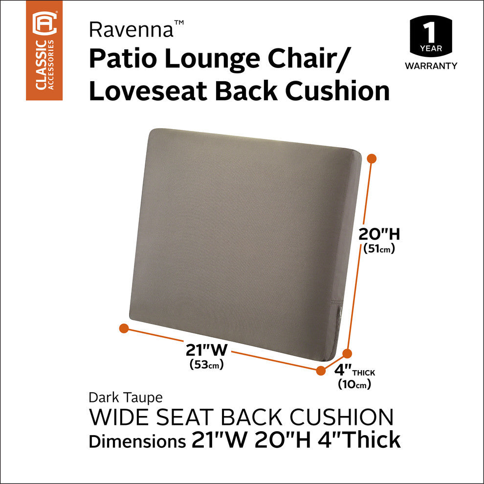 Patio Back Cushion Slip Cover and Foam, Dark Taupe, 21"x20"x4"