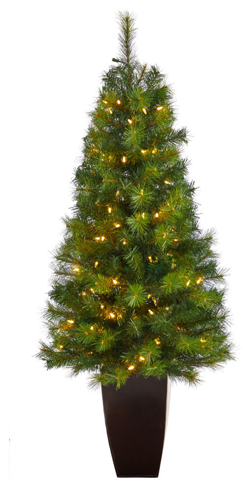 5' Green Valley Pine Faux Xmas Tree W/Lights & 201 Bendable Branches