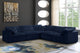 Cozy Velvet Upholstered Comfort L-Shaped Modular Sectional, Navy, 5-Piece: 2 Armless Chair, 3 Corner Chair