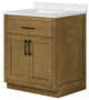 OVE Decors Athea 30" Vanity, Brushed Nickel, Extra Black Hardware, Almond Latte