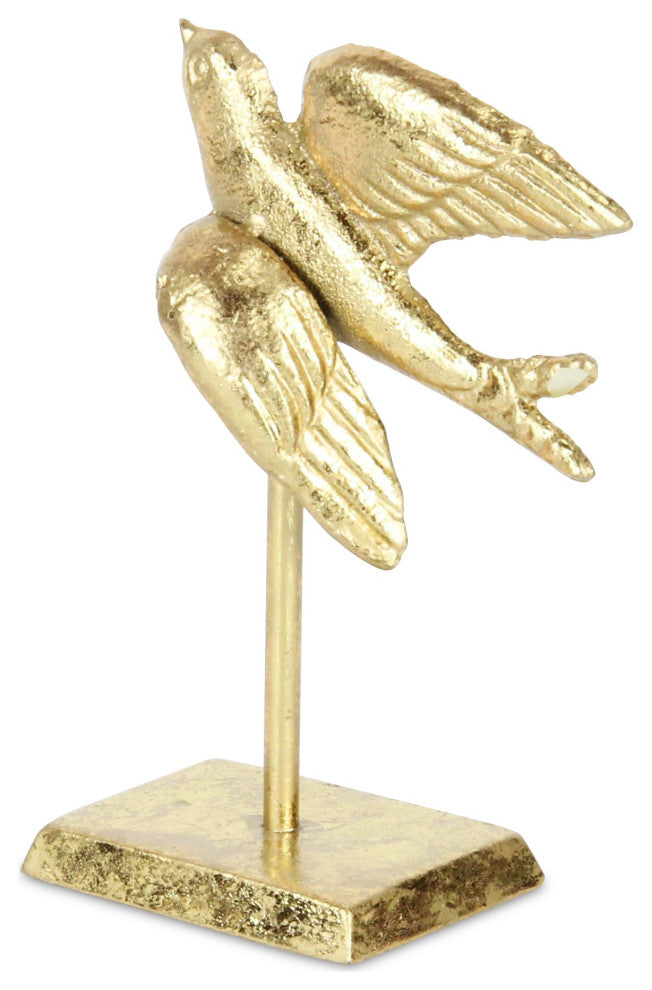 Lirondelle Golden Raised Cast Iron Flying Swallow Decor