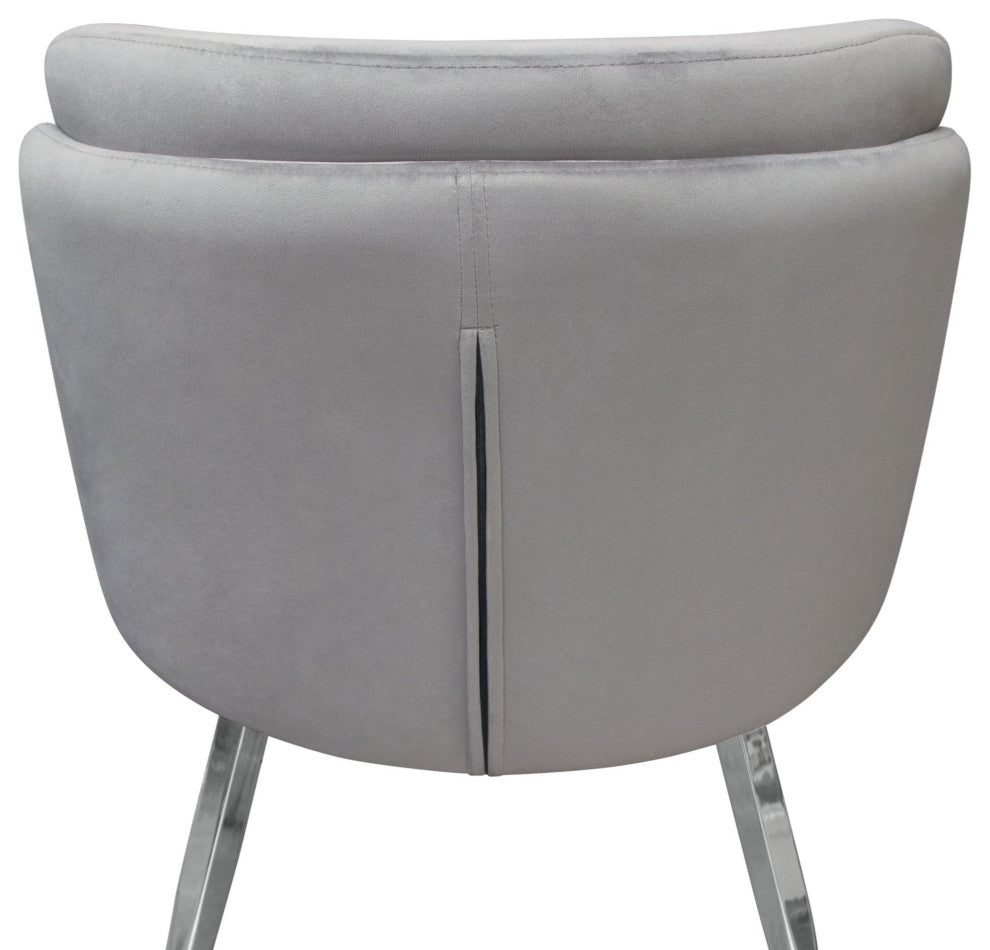 Grace 2 Dining Chairs With Chrome Legs, Gray Velvet