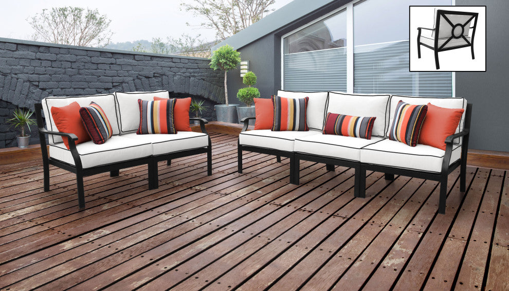 kathy ireland Madison Ave. 5 Piece Aluminum Patio Furniture Set 05a, Snow
