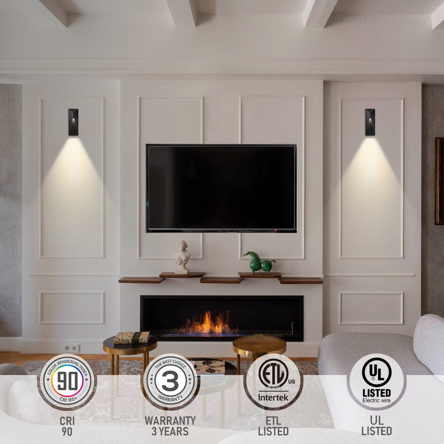 2-Pack 5CCT LED Wall Sconces, Dimmable, 12w