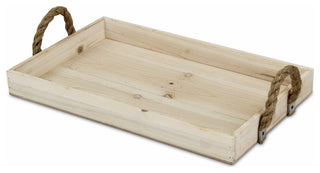 Natural Wooden Tray With Rope Handles