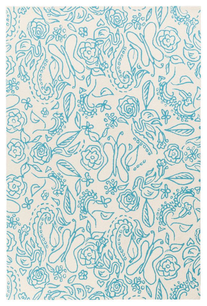 Surya Tic Tac Toe TCT-6008 5'x7'6" Rug, Sky Blue/Cream