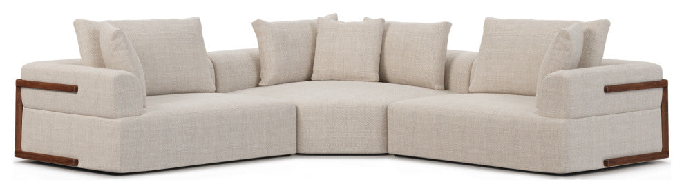 Warner Oatmeal 3-Piece Sofa Set With Corner-Piece