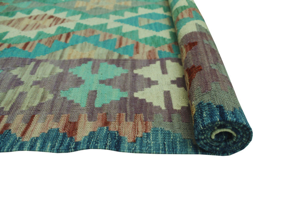 Sun Faded Kilim Aidana Blue/Green Rug, 3'11x5'8