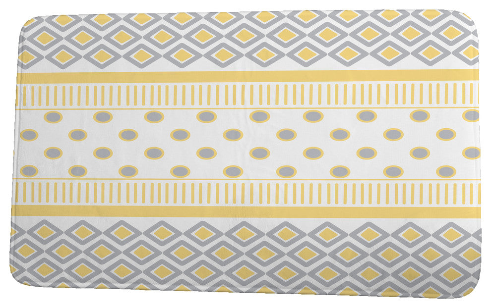 Upscale Getaway Scrambled Prints Geometric Print Bath Mat, Yellow, 21"x34"