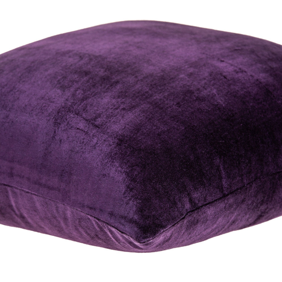 HomeRoots 18" x 0.5" x 18" Transitional Purple Solid Pillow Cover