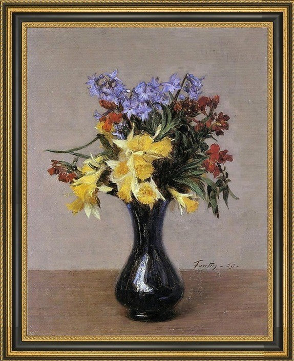 Henri FantinLatour Spring Flowers Framed Premium Canvas Print, 18"x24"