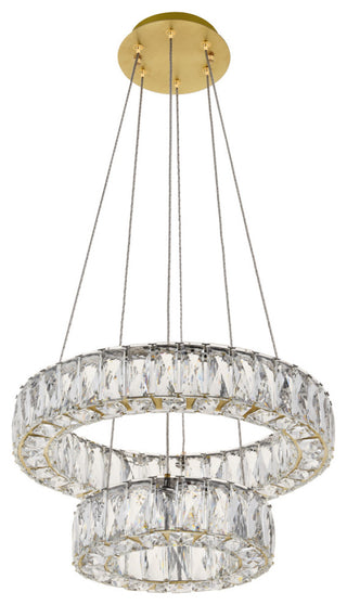 Elegant Lighting 3503G18 Monroe 2 Light 18"W LED Crystal Ring - Black