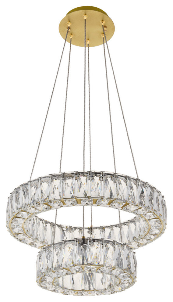 Elegant Lighting 3503G18 Monroe 2 Light 18"W LED Crystal Ring - Black