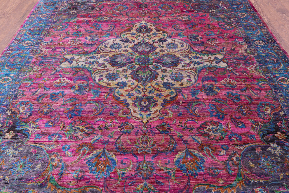 Hand Knotted Persian Silk Rug 7' 10" X 9' 10" Q5953