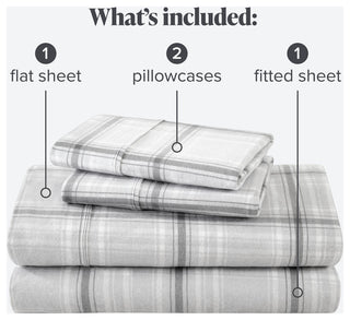 Bare Home Cotton Flannel Sheet Set, Tartan Plaid, King