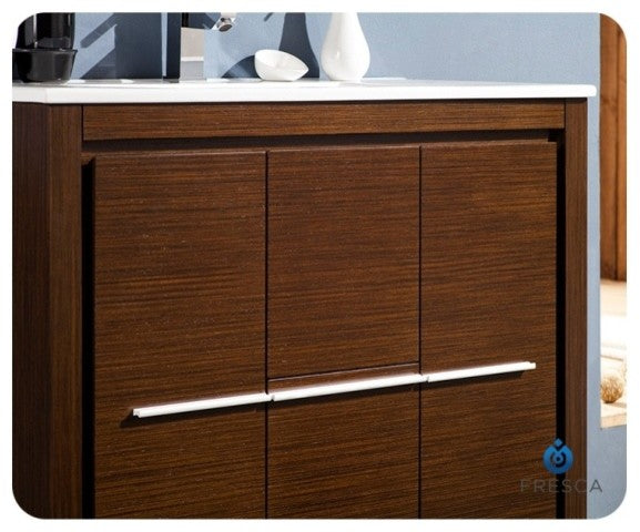 Fresca Allier 36" Wenge Brown Modern Bathroom Vanity With Mirror