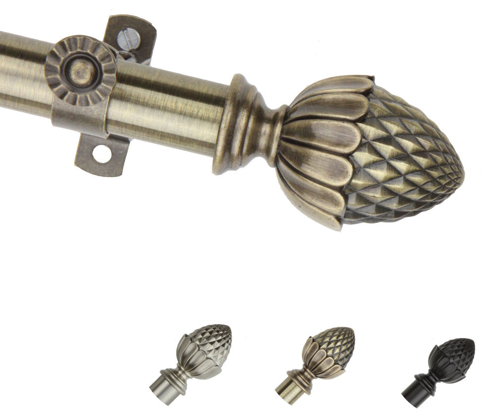 Opal 13/16" Diameter Curtain Rod, Antique Brass, 18-28"