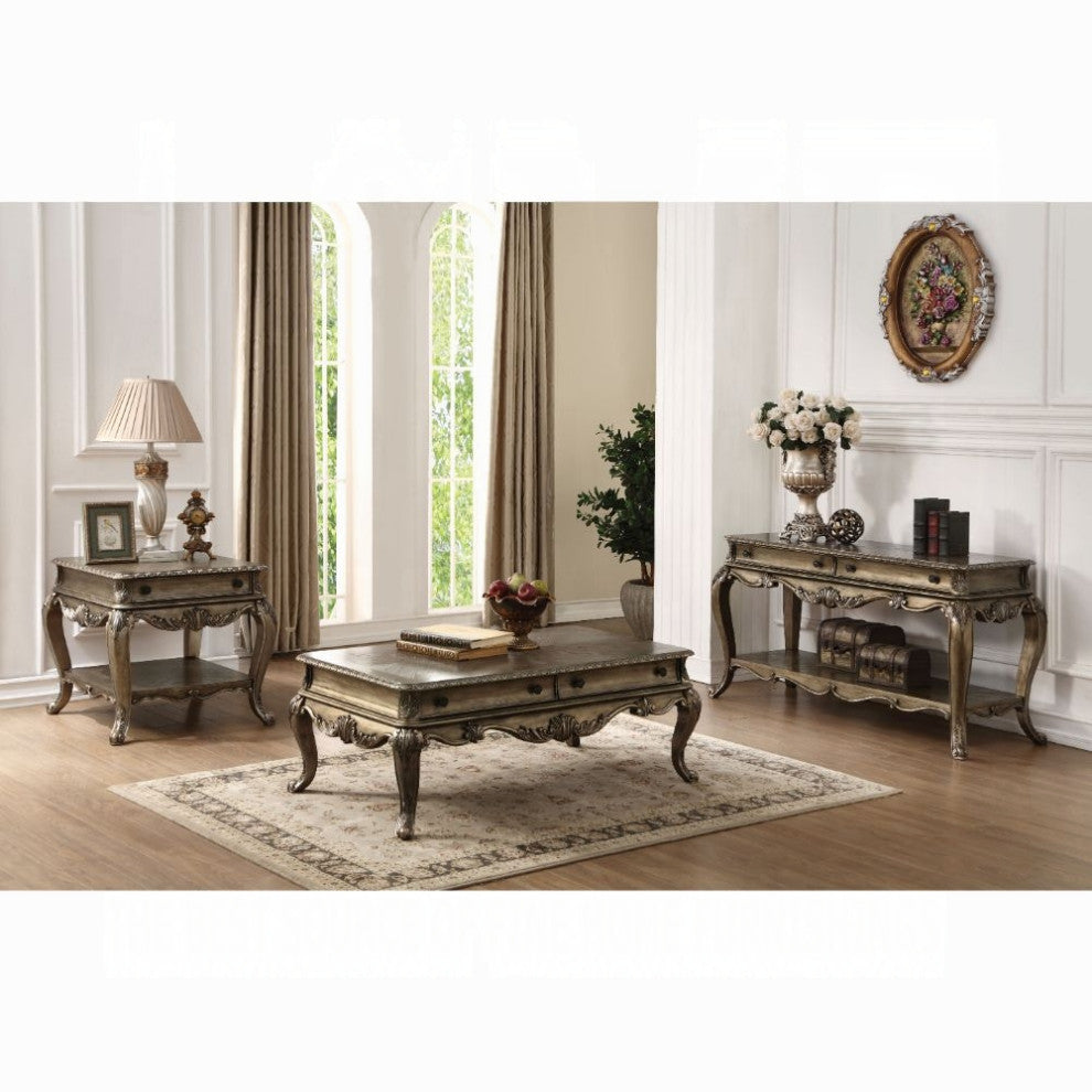 Acme Ragenardus Victorian Sofa Table, Vintage Oak