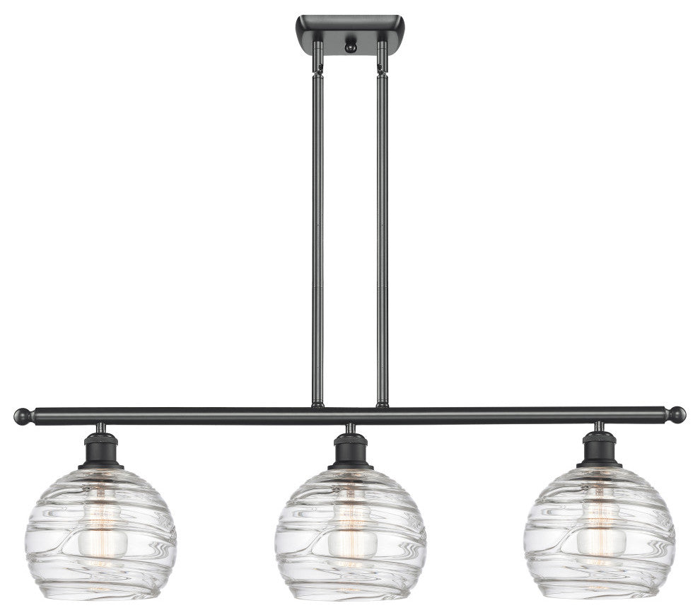 Deco Swirl 3-Light Island-Light, Matte Black, Clear
