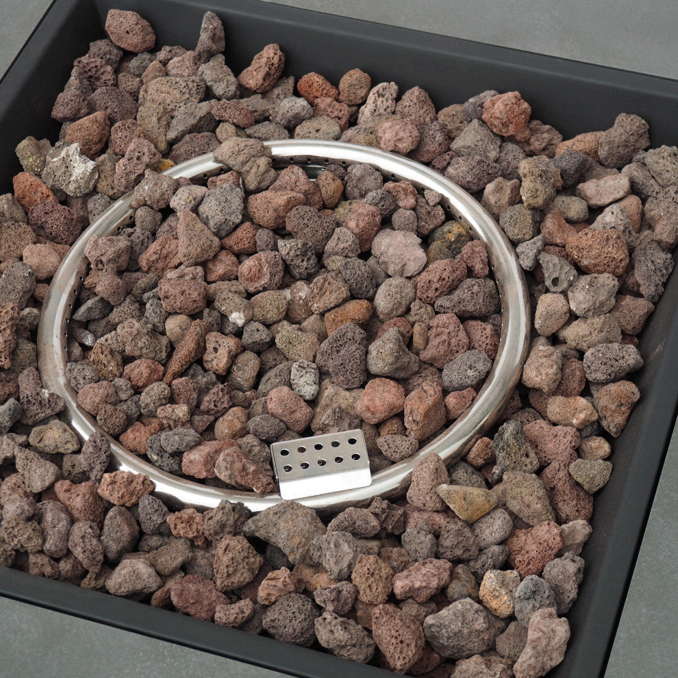 Jasmine Outdoor 50,000 BTU Square Fire Pit, No Tank Holder, Concrete Finish