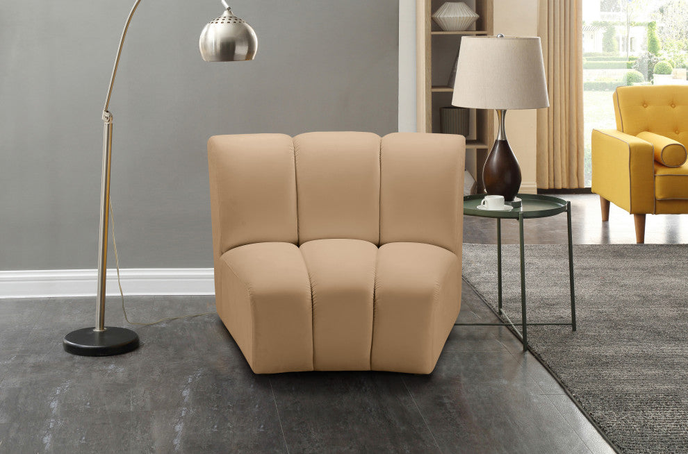 Infinity Channel Tufted Velvet Modular Chair, Camel, 1 Piece