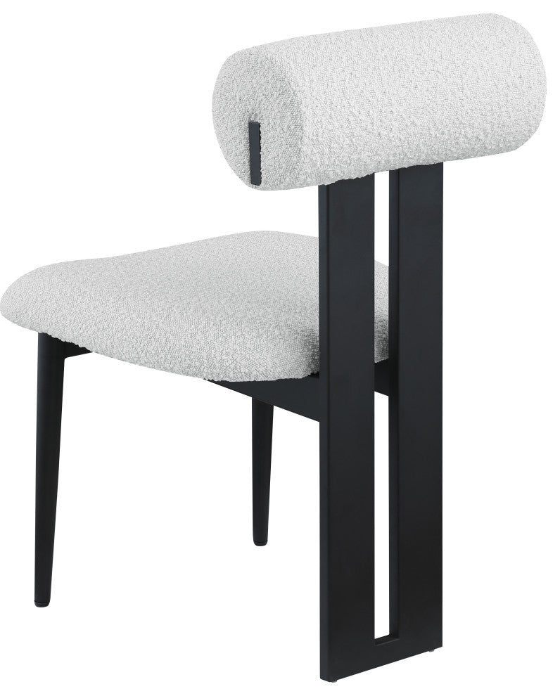 Dario Upholstered Dining Chair, Set of 2, Cream, Boucle Fabric, Matte Black