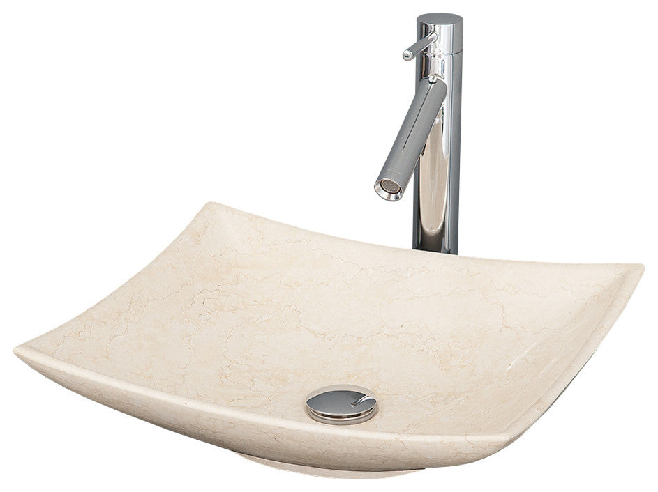 Arista Vessel Vanity Bathroom Sink in Ivory Marble