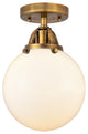 Beacon Semi-Flush Mount, Brushed Brass, Matte White, Matte White