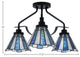 Odyssey 3 Light Semi Flush Mount In Matte Black Finish With 7" Sea Ice Art Glass