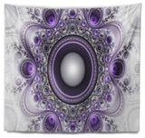 Purple Fractal Pattern with Circles Abstract Wall Tapestry, 39"x32"