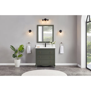 Legion Furniture WS2512 Series Bathroom Sink Vanity, Pewter Green, 36", Artificial Stone Top, Single Sink