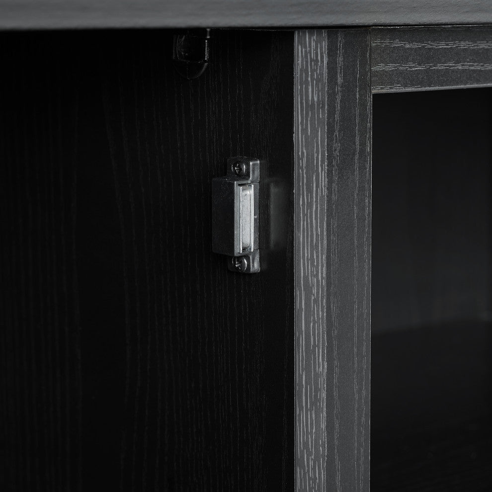 Camden 48" Corner TV Stand With Fireplace, Black