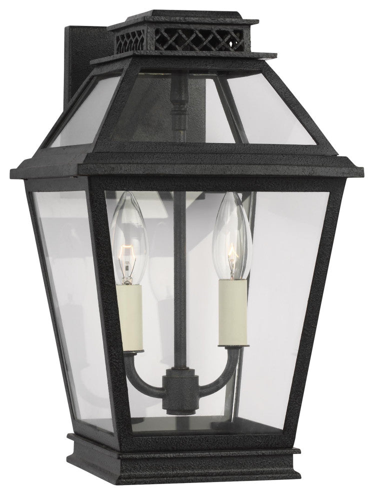 Falmouth Small Outdoor Wall Lantern, Dark Weathered Zinc