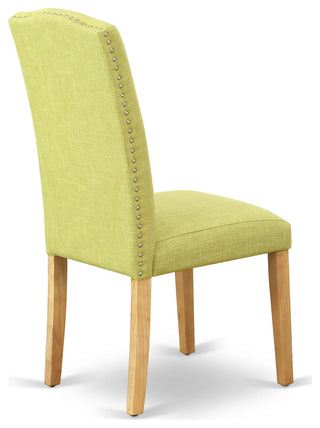 5 Pc Dining Set, Oak Round Table, 4 Limelight Chairs, High Back, Oak Finish