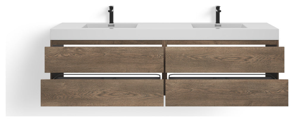 Boutique Bath Vanity, Butternut, 80", Double Sink, Freestanding