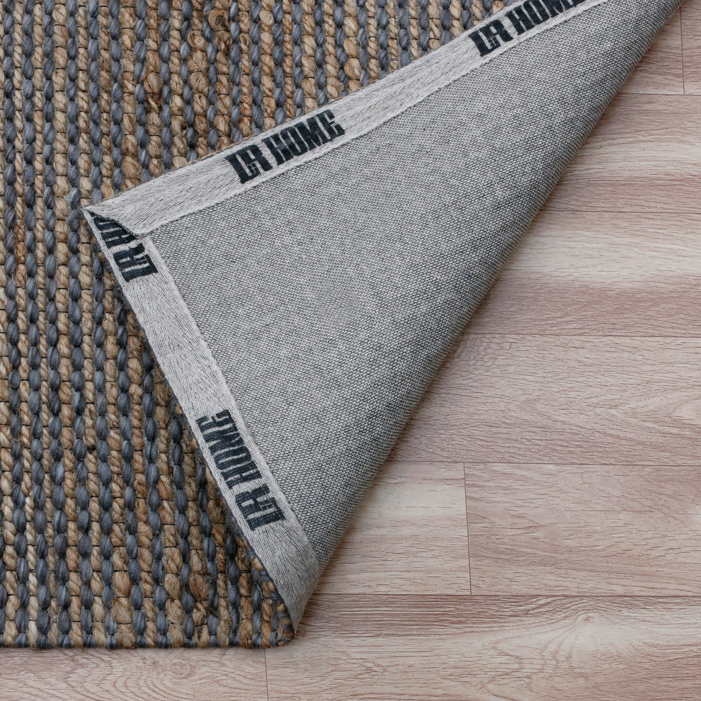 Crest Gray/Natural Rustic Striped Handmade Jute/Wool Blend Area Rug, 9' x 12'