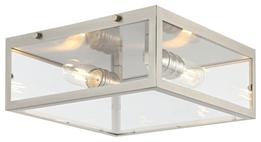 Grayson 12" Metal and Glass LED Flush Mount, Nickel