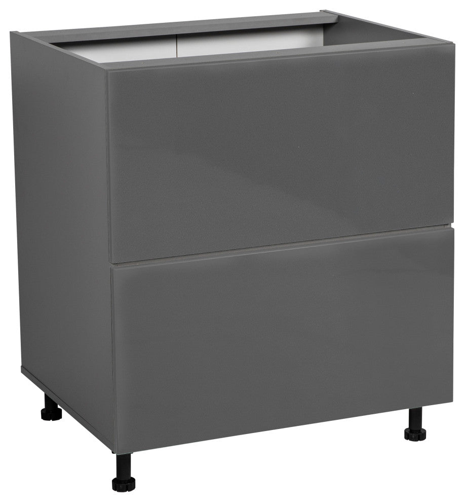 30 Base Cabinet-Double Door-Two Drawer-with Grey Gloss door