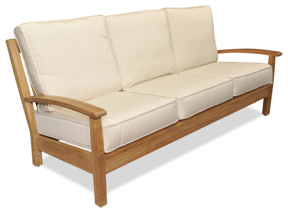 Teak Deep Seating Sofa with Cushions, Canvas Canvas
