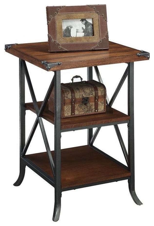 Convenience Concepts Brookline End Table in Dark Walnut Wood Finish
